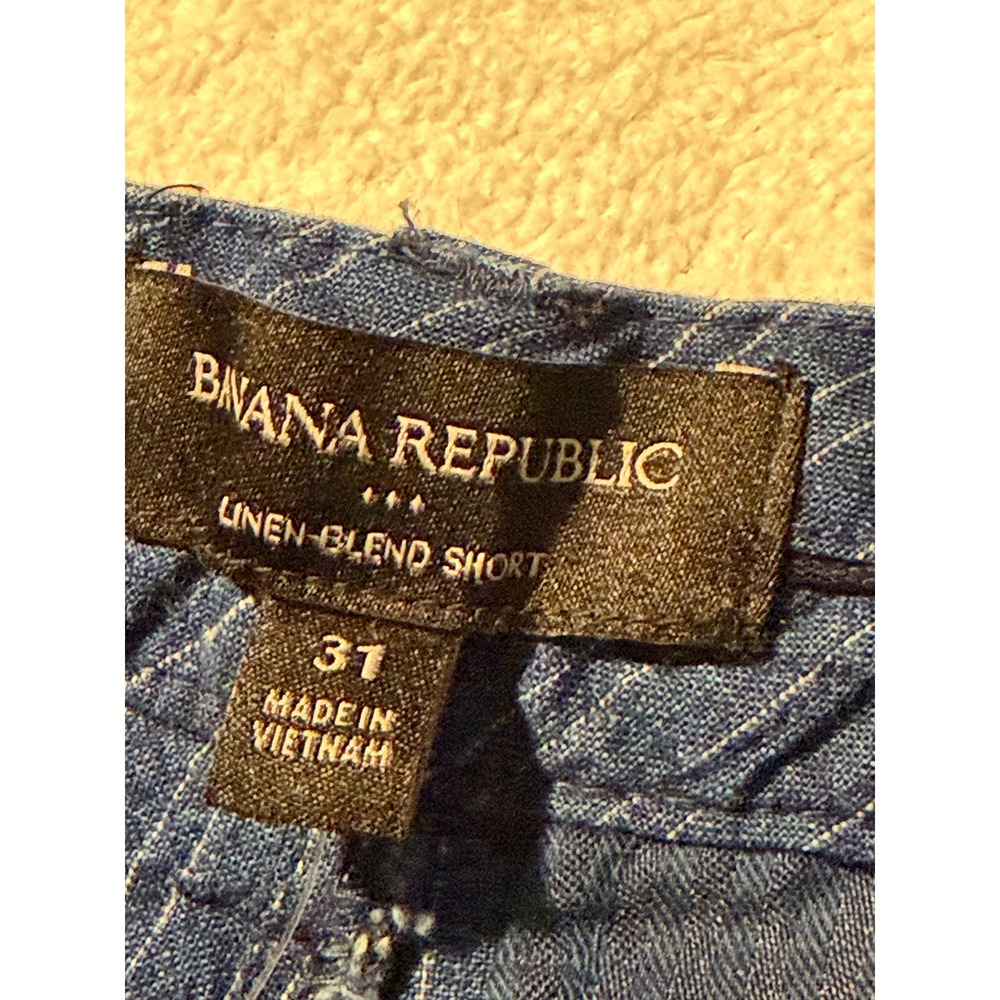 Banana Republic Blue Pinstripe Linen Blend Slim Fit Shorts 7" Inseam Mens 31 NEW - Picture 3 of 16
